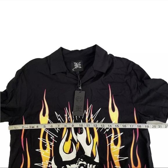 New Mens Ed Hardy Tattoo Flames Short Sleeve Button Up Shirt Sz S 100% Viscose - Picture 6 of 8